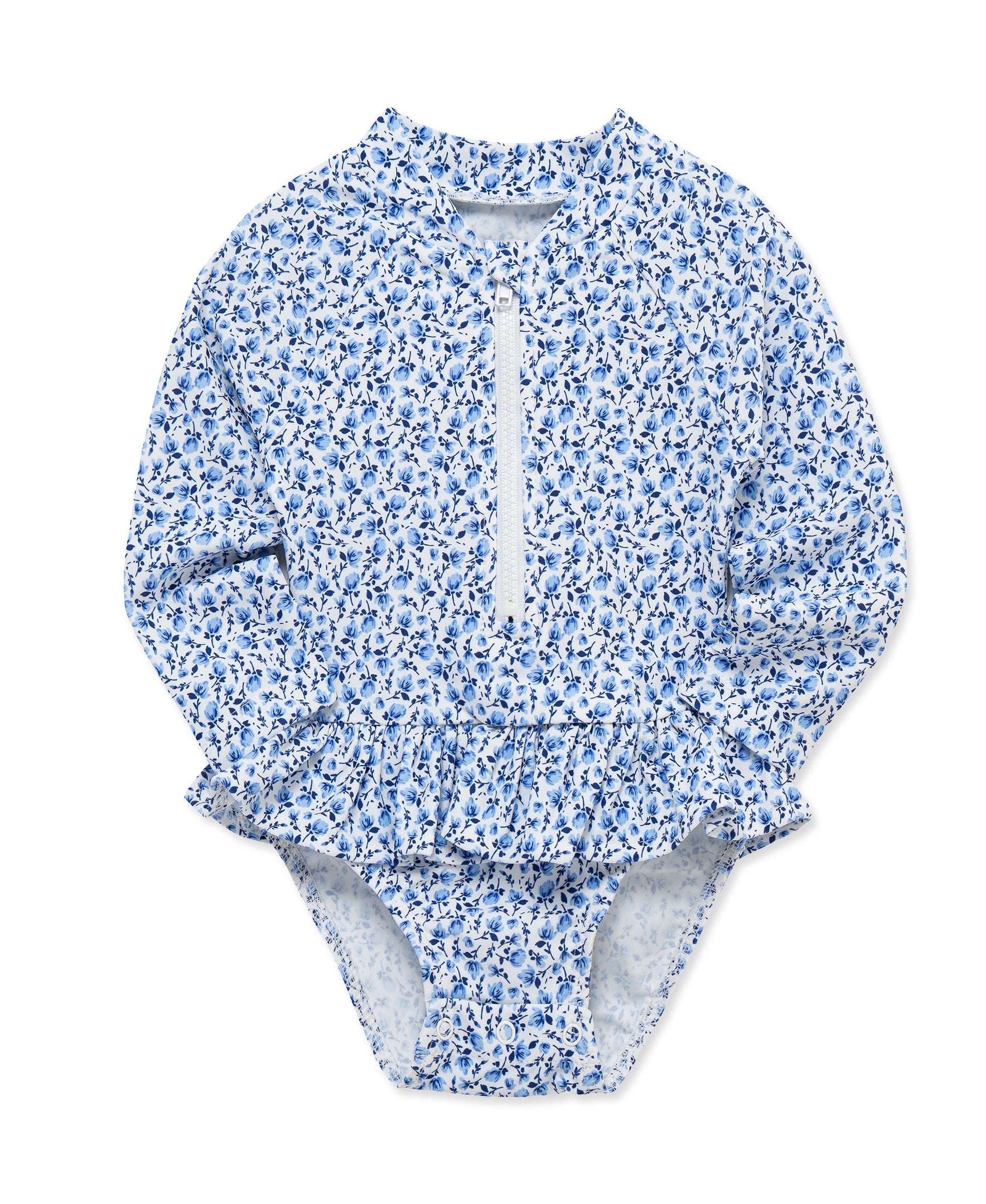 Blue Floral One-Piece Rashguard (2T-4T) - Little Me