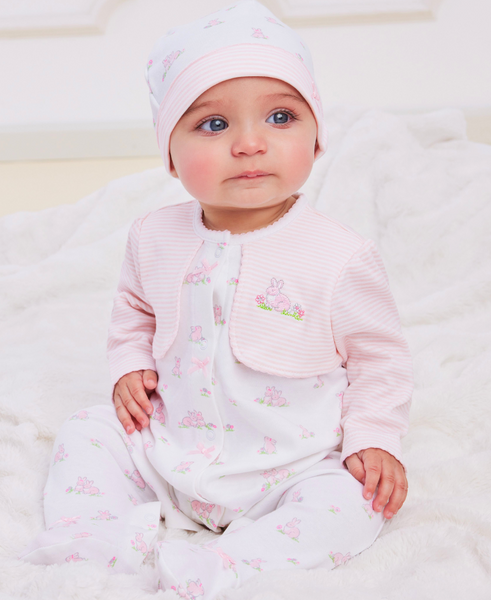 Baby Bunnies Footed One-Piece And Hat
