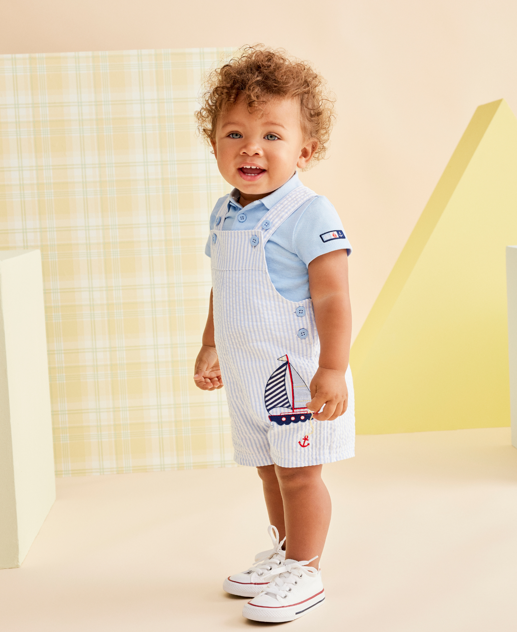 Sailboat Woven Shortall Set (12M-24M) - Little Me