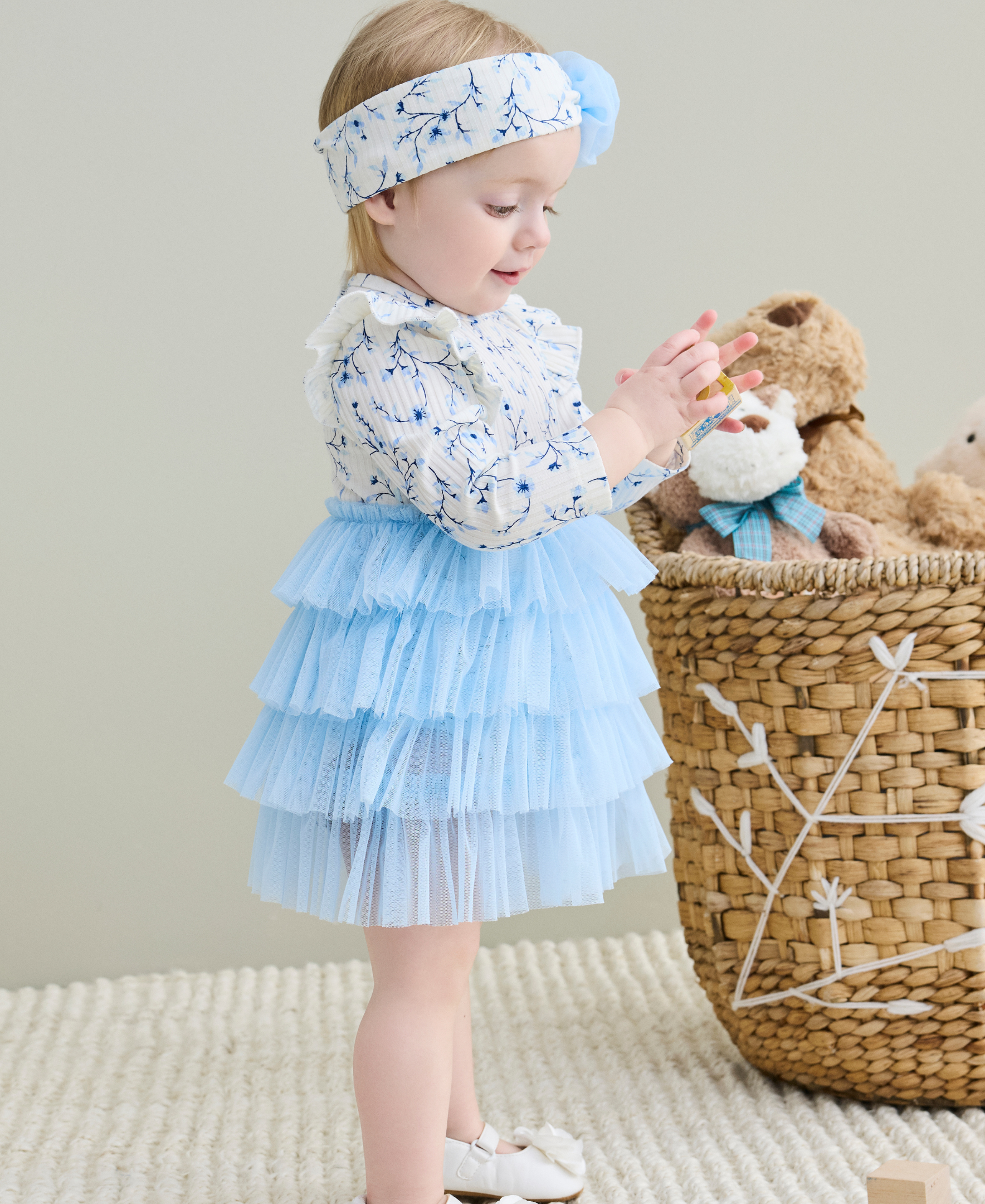 Blue Floral Tutu & Headband Set (3M-12M) - Little Me