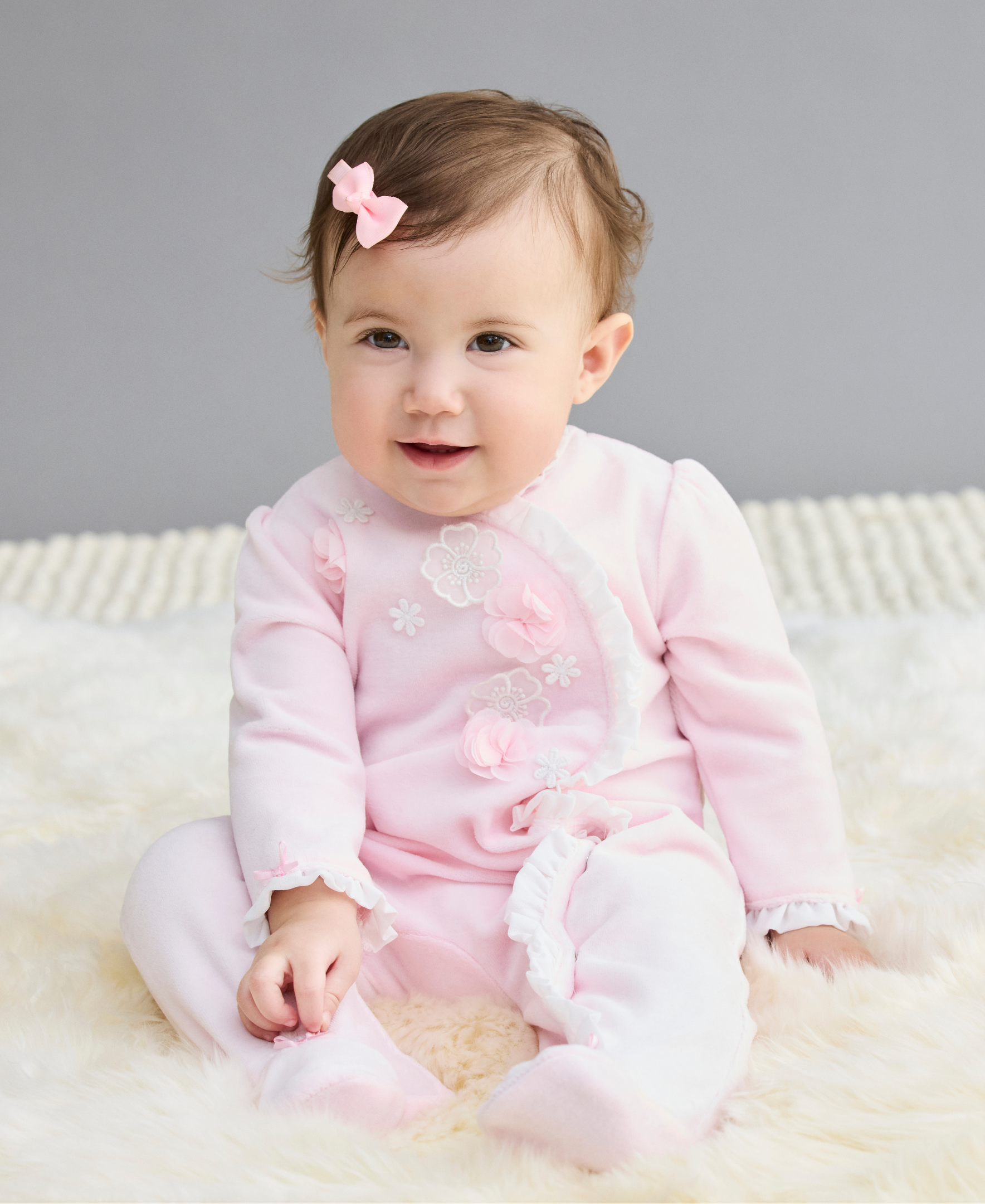 Flowers Velour Footie (3M-9M) - Little Me