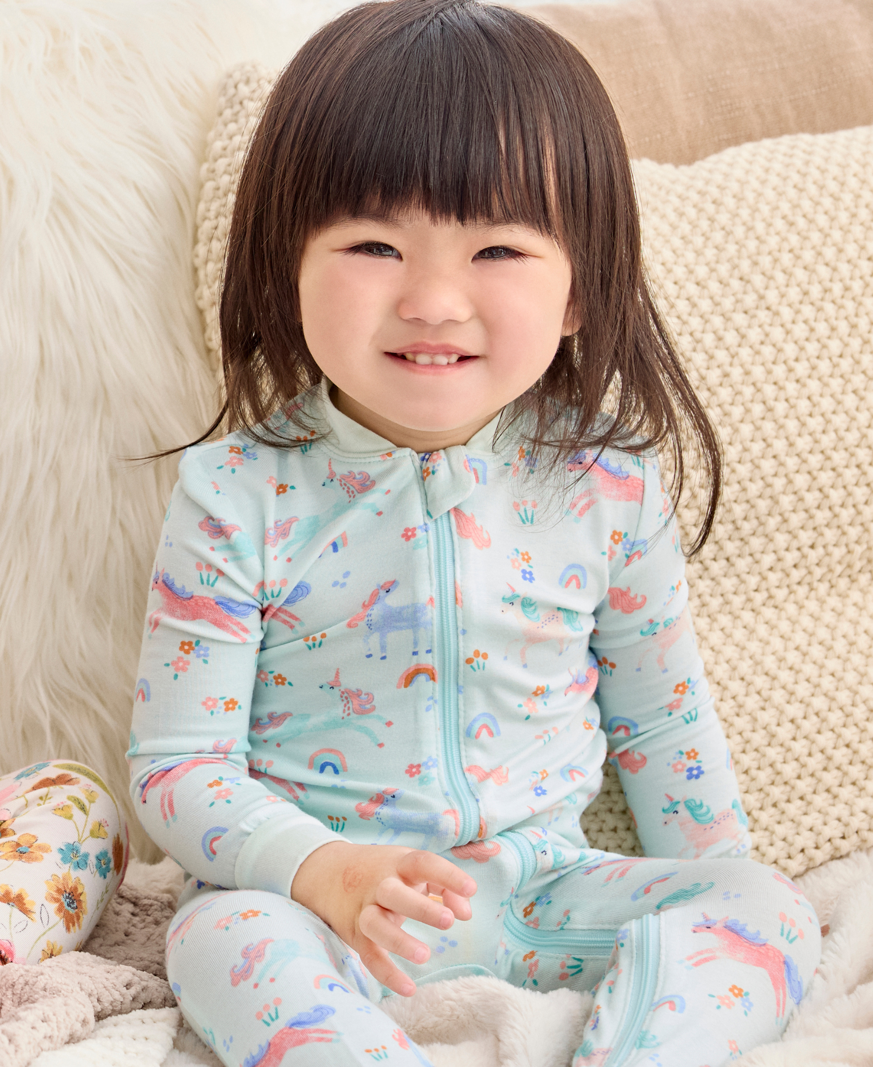 Unicorn Zip Front Footie Pajama (12M-24M) - Little Me