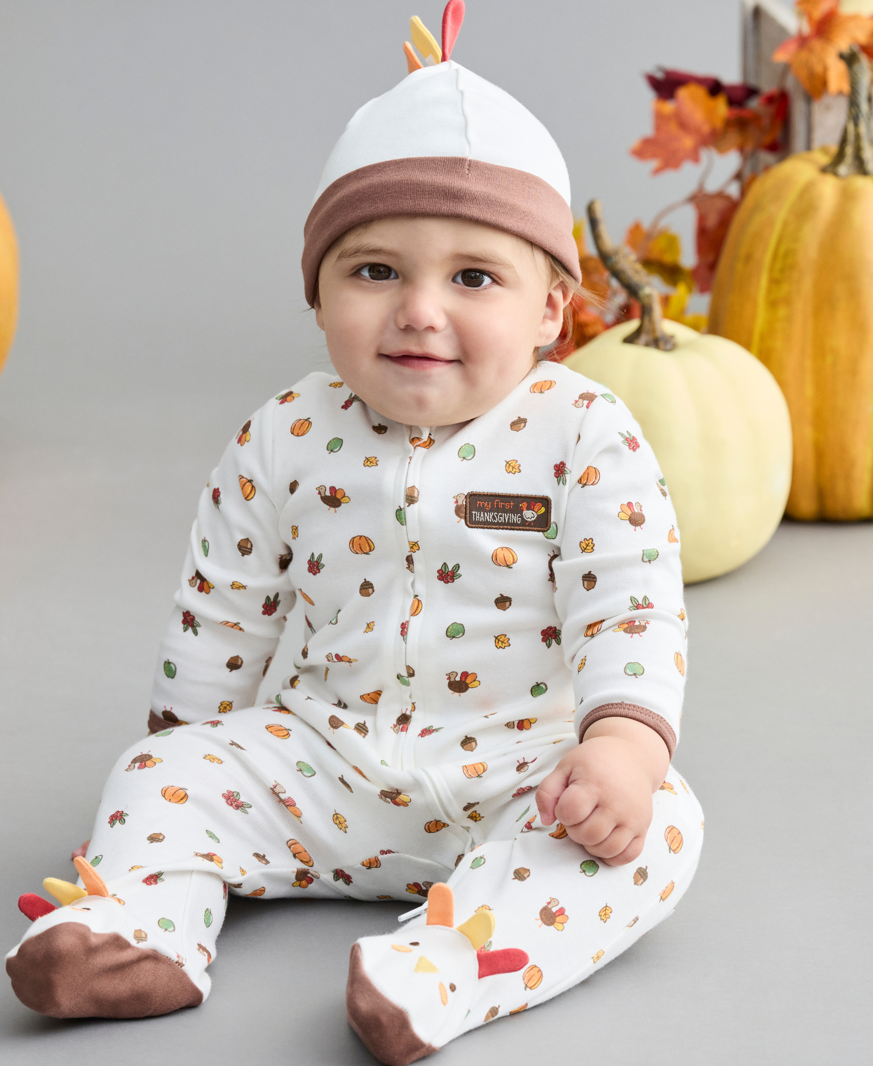 Turkey Zip Footie & Hat (NB-9M)