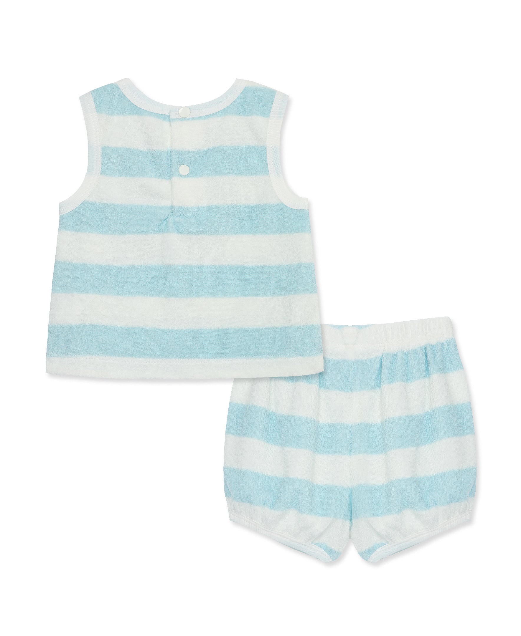 Focus Kids Blue Stripe Terry Short Set (3M-12M) - Little Me
