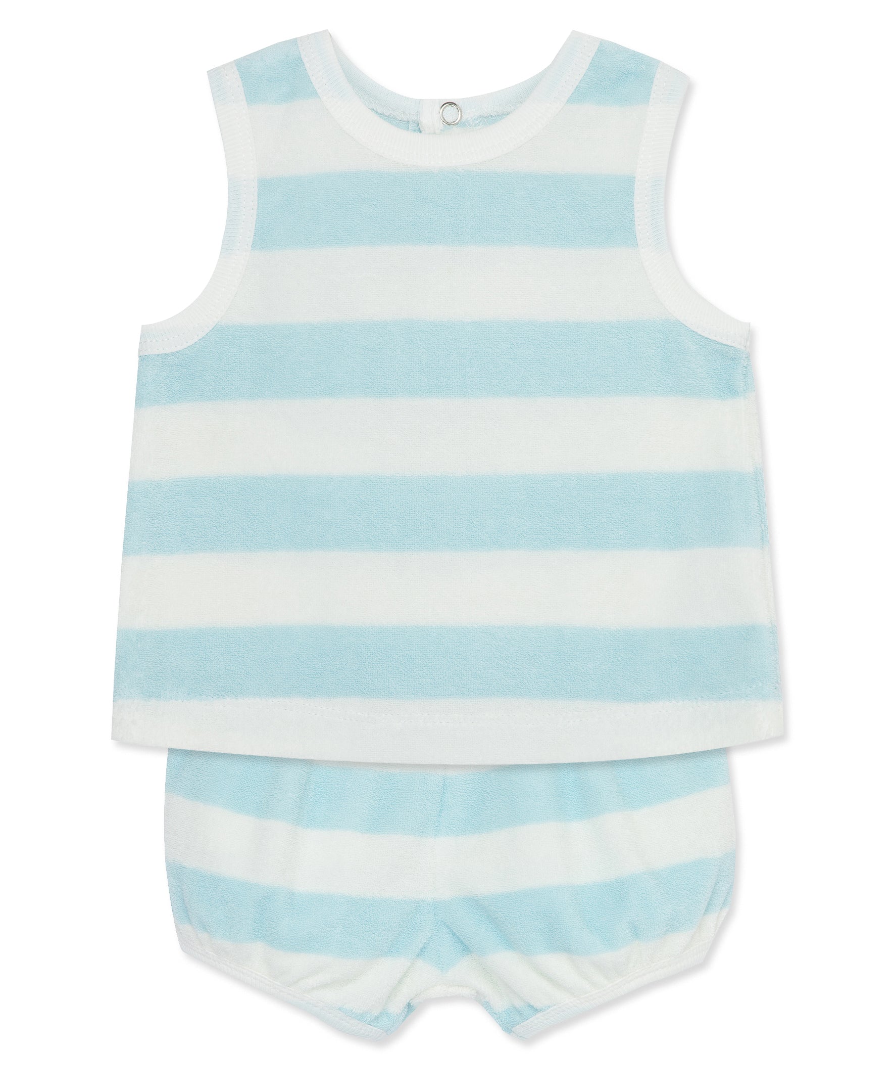 Focus Kids Blue Stripe Terry Short Set (3M-12M) - Little Me